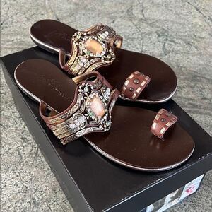 Giuseppe Zanotti Brown Embellished Sandals